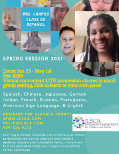 Spring Session of Language classes, 1/23-5/1/2021