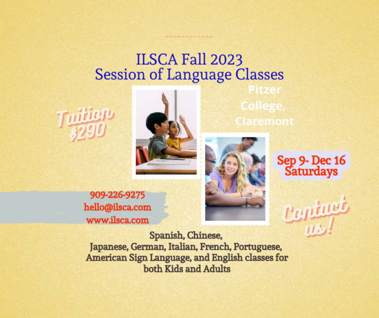 Fall Session of Language Classes – Sept 9 –  Dec 16, no classes 11/25/23